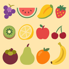 colorful set of fresh fruits and berries illustration vector