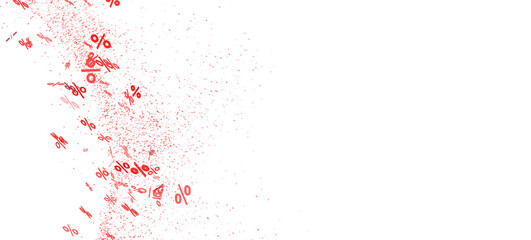 Abstract background with red percentage symbols exploding. Perfect for sale, discount, or promotion designs.
