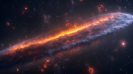 Fototapeta premium Fiery Cosmic Nebula Galaxy Space Art Background