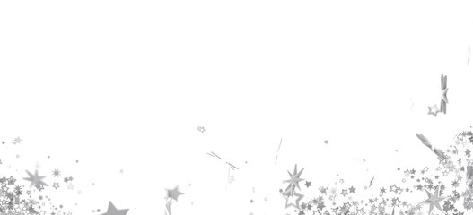 Sparkling silver stars on white. Festive, celebratory background.