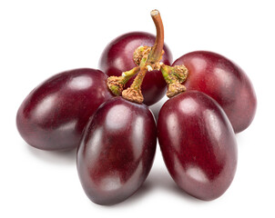 Ripe red table grape berries on white background. Cut out PNG file.