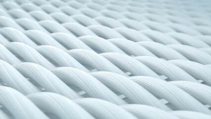 Close up of fabric fiber, White Cloth or woven textile Fiber, Fabric hygiene concept, 3D rendering