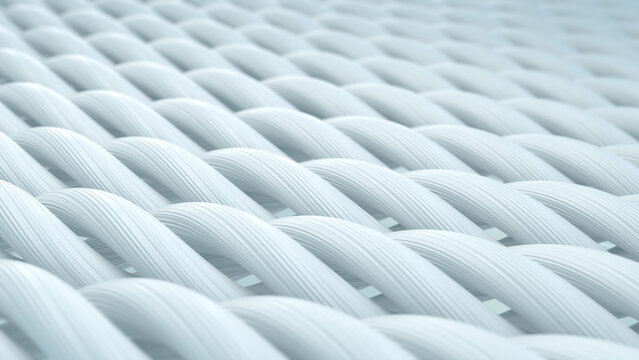Close up of fabric fiber, White Cloth or woven textile Fiber, Fabric hygiene concept, 3D rendering