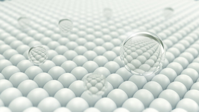 Liquid floating on soft white surface Coating Technology concept, 3D rendering.
