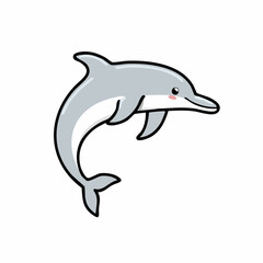 Obraz premium drawn dolphin icon. Mark point icon design collection for animal design element