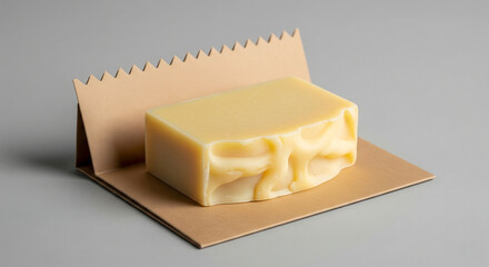 Organic Handmade Soap Bar on a Recycled Cardboard Wrapper with a Wavy Edge