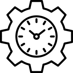 Clock face integrated into a cogwheel representing time management and mechanical precision