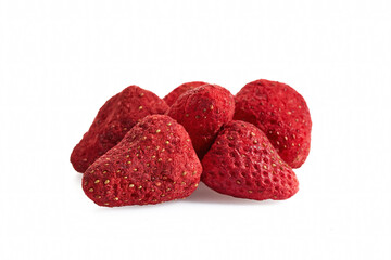 Dried Strawberries. Close-up of a freeze-dried strawberries against a white background