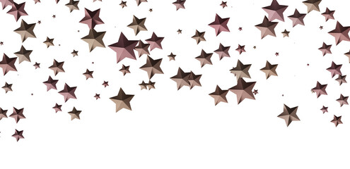 Many brown stars falling on white background. Perfect for celebration, festive, and magical designs.