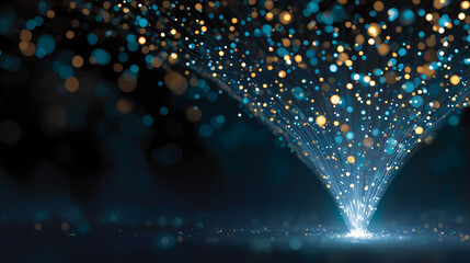 Digital Universe: An abstract illustration that showcases a dynamic swirl of particles, illuminated by an ethereal light, it embodies the essence of data and digital interconnectivity.