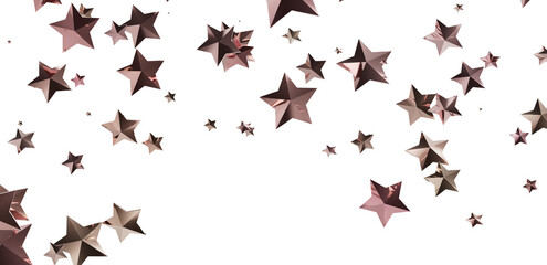 Beautiful rose gold stars falling on a white background. Perfect for celebrations, holidays, and more!