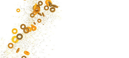 Abstract background with gold rings and glitter. Perfect for celebrations, holidays, and more.