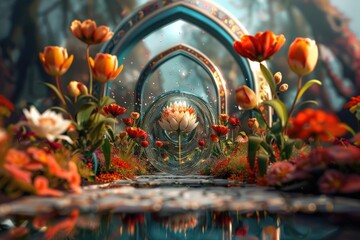 A Nowruz Spring Equinox themed digital artwork scene