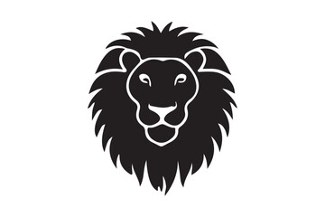 Stylized black silhouette of a lion s head with a mane