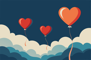 floating heart shaped balloons tied with ribbons o (1).eps