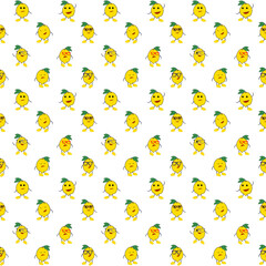Cute lemons with emotions seamless pattern