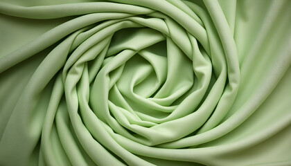 "Green Fabric Rose Pattern, Soft Textile Folds in Spiral Shape, Abstract Fabric Texture Background"