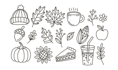Autumn doodle vector hand drawn illustration