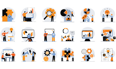 Modern Business & Data Visualization Illustrations – Analytics, SEO, and Strategy Icons