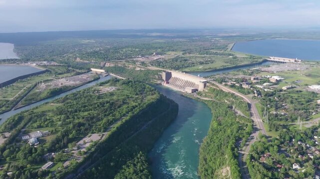 Aerial view of the sir adam beck hydroelectric power generation station