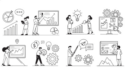 Modern Business & Data Visualization Illustrations – Analytics, SEO, and Strategy Icons