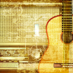 abstract grunge background with retro radio