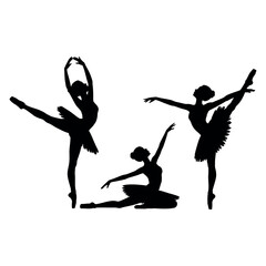 Three Silhouettes of Ballerinas in Graceful Poses ballet dance