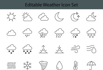 Weather Icon Set with Sun Clouds Rain Snow Wind and More