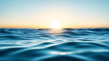 Obraz premium Serene Ocean Sunset, Calm Waves and Golden Horizon