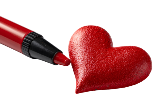 Red marker drawing a red heart love Valentine's Day romantic