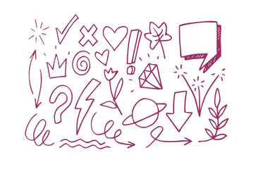  Sketch element line set. Abstract nature element decoration graphic icon set. Sketch hand drawn line element for brush, abstract decoration design. Vector illustration