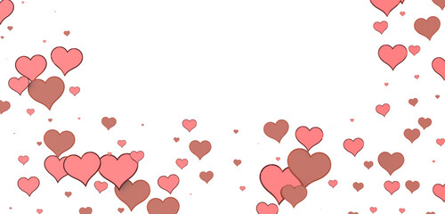 3D illustration of hearts falling