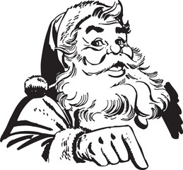 Retro Santa Claus Portrait, Vintage Christmas