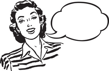 Retro Woman Portrait in Comic Book Style