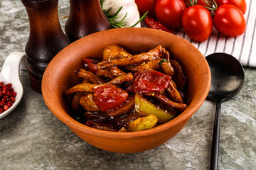 Asian cuisine pork in oyster sauce