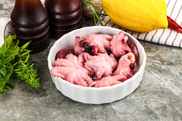 Marinated baby octopus snack appetizer