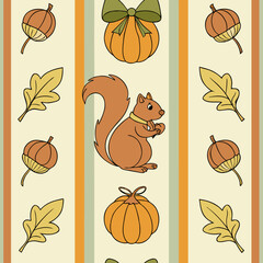 A children’s fall pattern featuring playful vertical stripes in orange sherbet, lemon yellow, and moss green.
