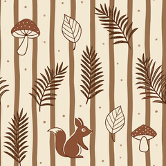 Fototapeta premium A rustic woodland fall pattern with vertical bark-textured stripes in earthy browns.