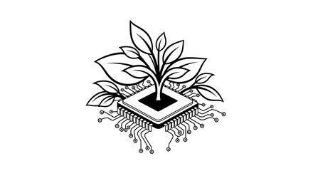 Green Tech Fusion: Electronic Plant Sprouting from Circuit Board
