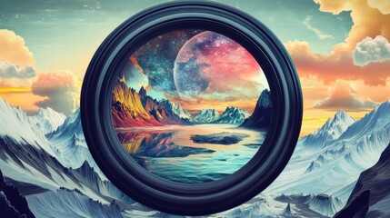 Colorful landscape viewed through a lens.