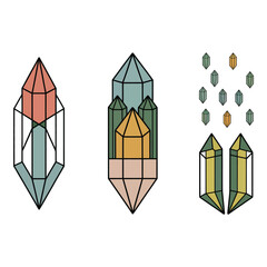 Geometric crystal illustration with earthy tones and minimalist design