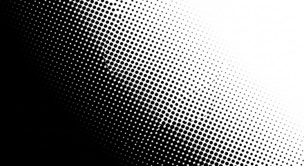 Black and white diagonal halftone pattern transitioning from solid to disappearing dots.