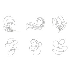 Set of abstract line art design elements on white background