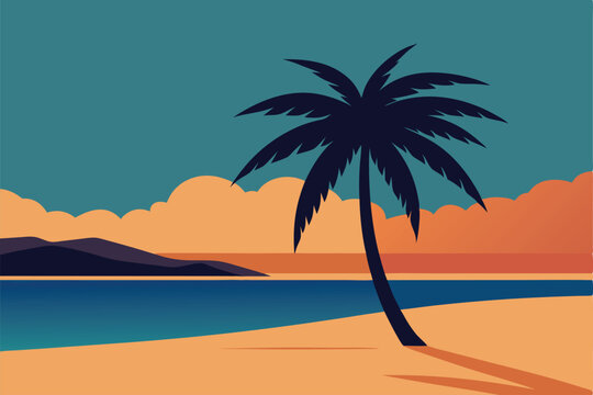 realistic palm tree illustration with tropical bea (1).eps