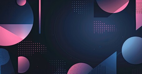 Abstract geometric shapes in vibrant colors on a dark background.