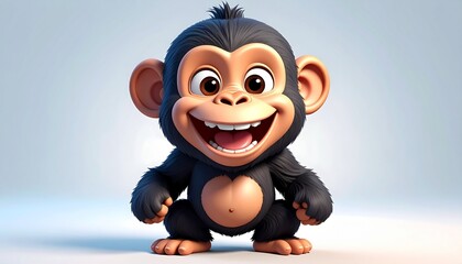 Smiling Cartoon Monkey Character