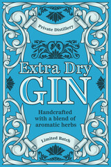 Dry gin - ornate vintage decorative label