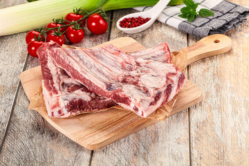 Raw pork ribs for cooking