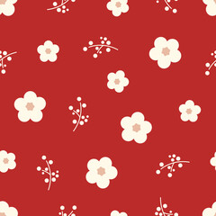 Cute floral seamless pattern with flowers and branches. Wildflower vector illustration in spring or summer. Elegant template for fabric, wallpaper, stationery, wrapping, card, and phone cases.