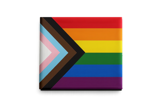 Folded rectangular inclusive flag icon on transparent background